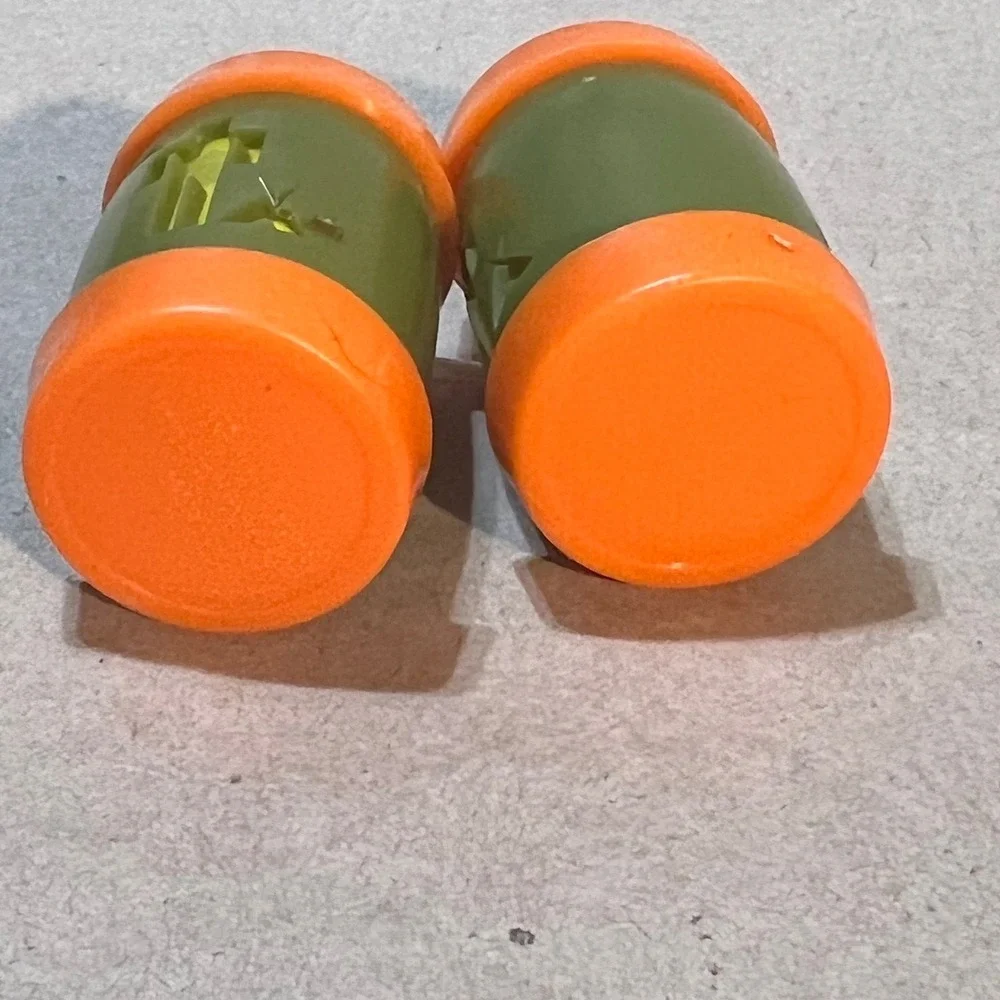 St. Labre Indian School Salt and Pepper Shakers Orange Green Vintage Deer